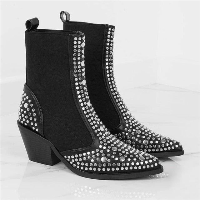  Square Heel Classic Boots- Sansa Costa