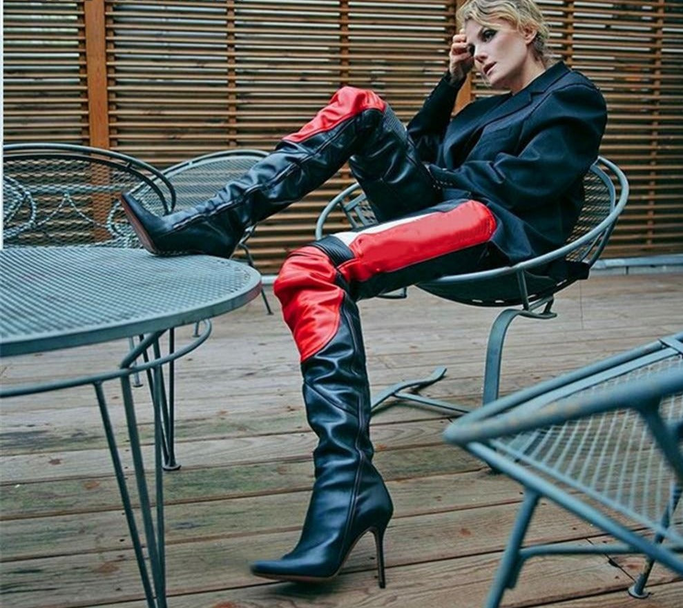 Vetements Thigh boots with stiletto heel for women in black satin - Italian  Boutique