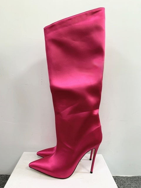  Metallic Knee-High Stiletto Boots - Sansa Costa