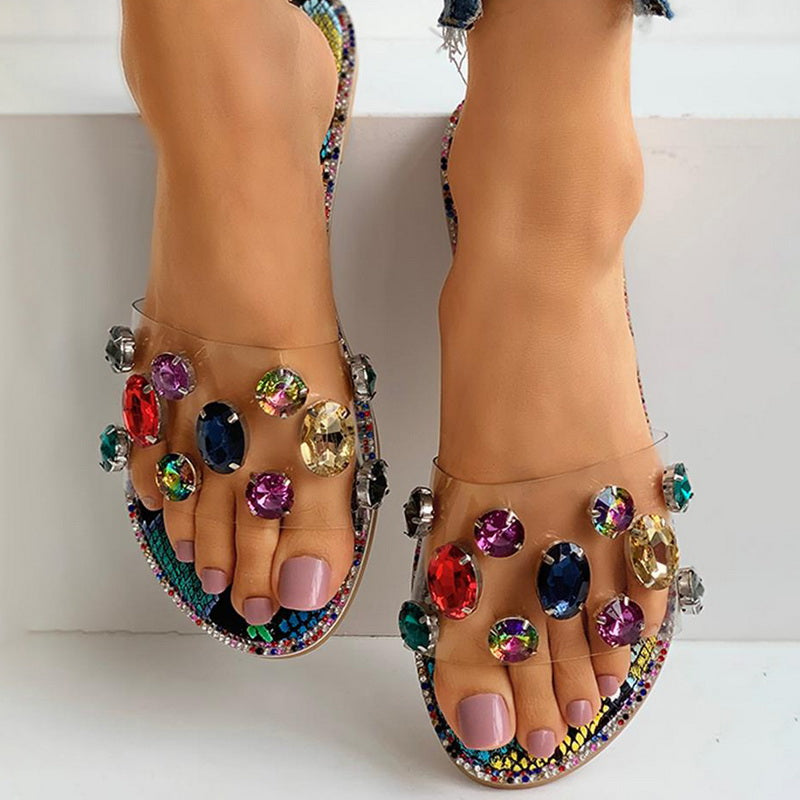 Gemstone Rhinestones Sandals- Sansa Costa
