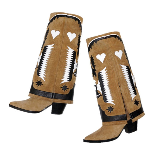  Leather Cowboy Pant Leg Boots - Sansa Costa