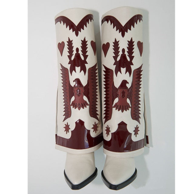 Leather Cowboy Pant Leg Boots - Sansa Costa