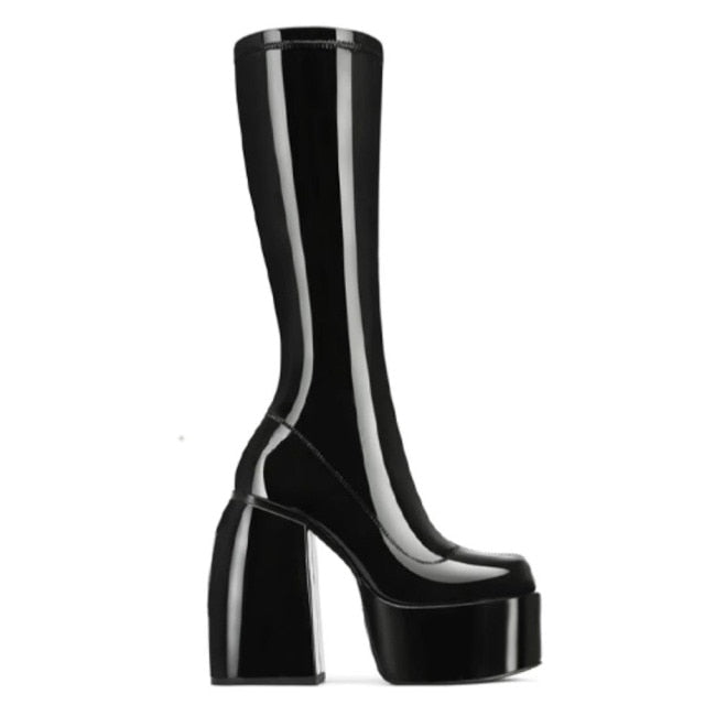Fashion Thick High Heel Boots- Sansa Costa