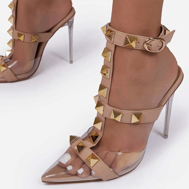 Rivet Strap High Heel Sandals- Sansa Costa