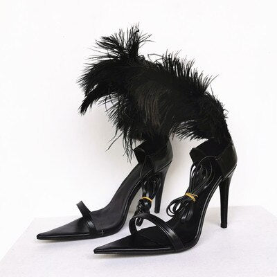 Pointed Toe and Feather Sandals- Sansa Costa