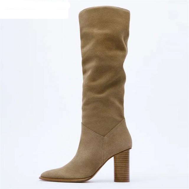 Leather Knee High Boots- Sansa Costa