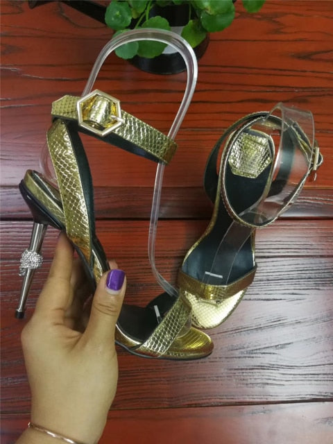 Diamond Ring Encrusted Stiletto Sandals- Sansa Costa