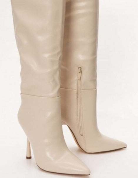  Stiletto High Heel Leather Boots- Sansa Costa