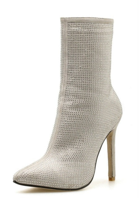  Rhinestones High Heel Boots- Sansa Costa