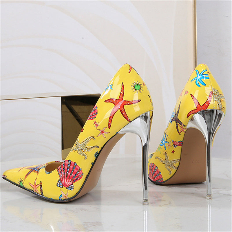 Ladies Summer Footwear High Heels Yellow Shoes for Women 2023 Stilito  Normal Leather Casual Pumps Pointed Toe on Heeled A 39 Y2k - AliExpress