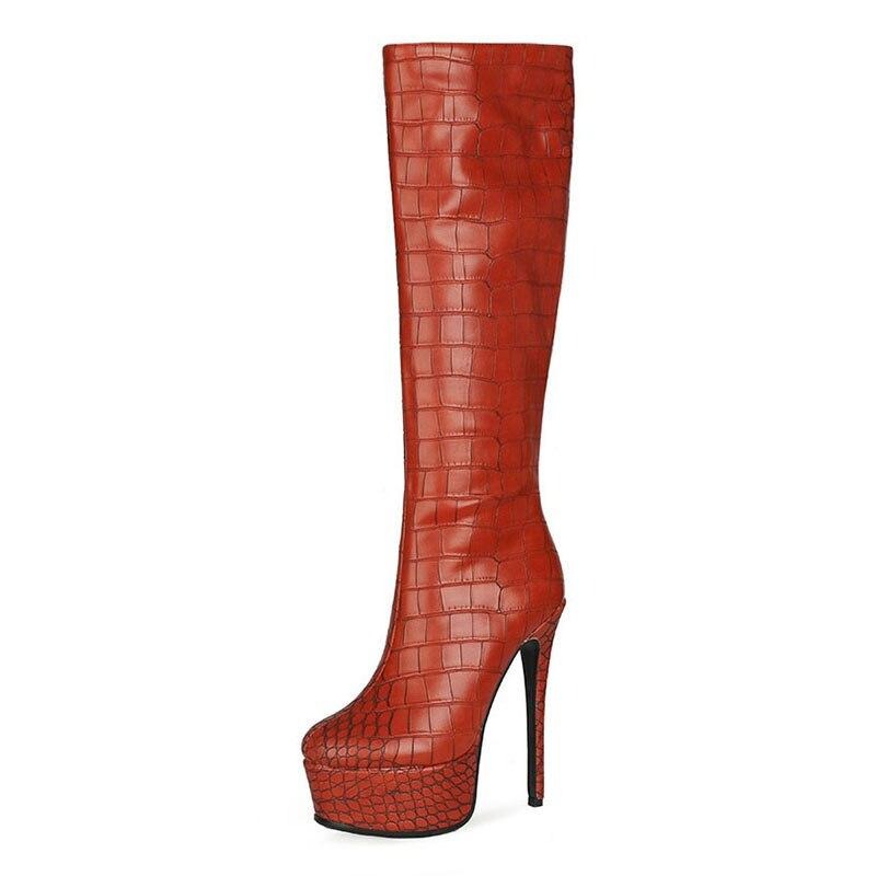 Zipper Platform Knee Boots- Sansa Costa