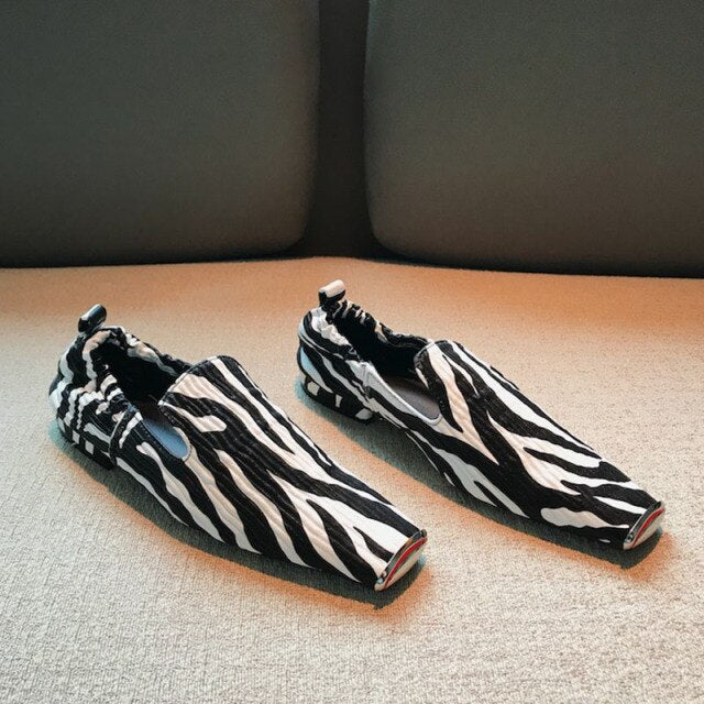 Zebra Snake Pattern Comfortable Flats- Sansa Costa