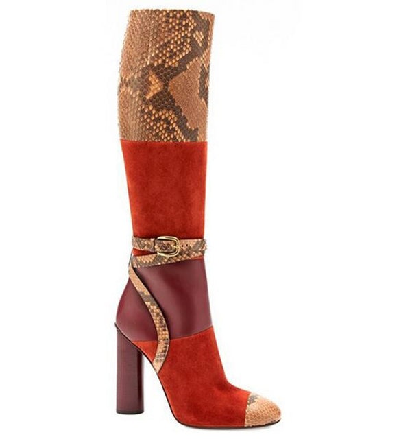 Knee-high Square Heel Boots- Sansa Costa
