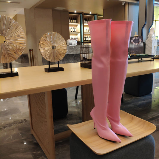 Genuine Leather Thigh-high Boots- Sansa Costa