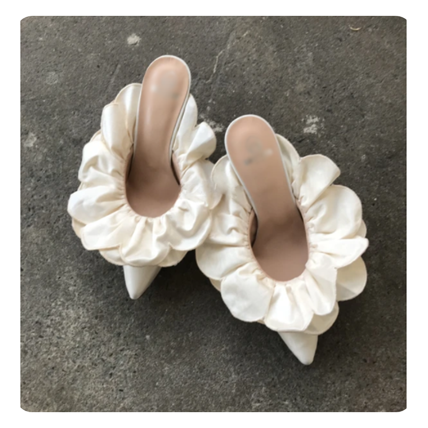 Silk White Flower  Stiletto Sandals- Sansa Costa