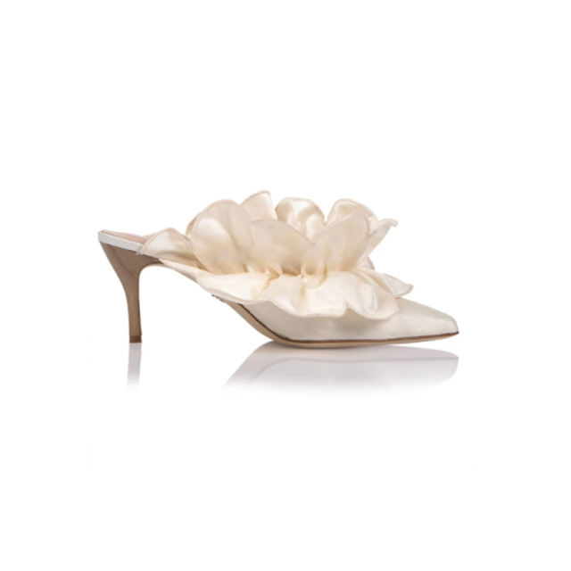 Silk White Flower  Stiletto Sandals- Sansa Costa