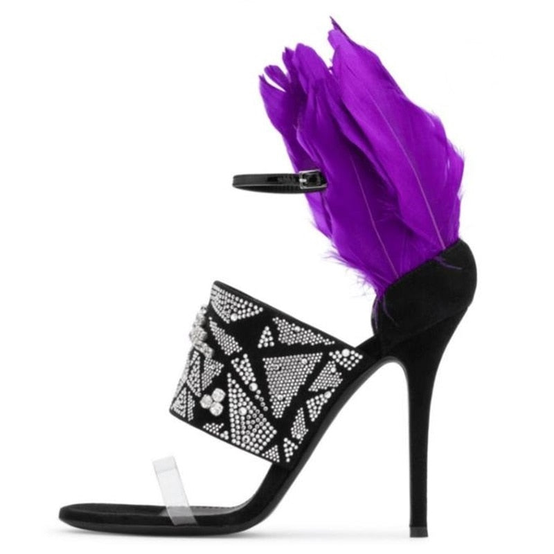 Purple Feather Sandals- Sansa Costa
