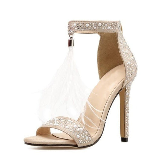 Rhinestone Fringe Wedding Sandals- Sans Costa