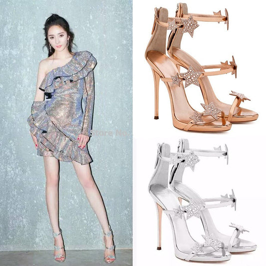 Celebrity Style T Stage Crystal Sandals- Sansa Costa