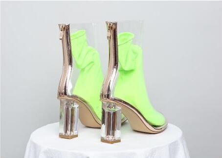  Transparent Zip Up Stiletto Ankle Boots- Sansa Costa