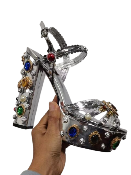 Jeweled High Heels Sandals - Sansa Costa
